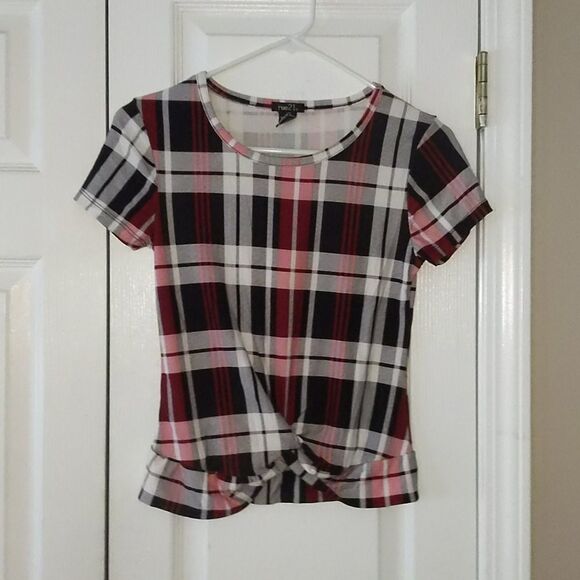 Rue 21 red black plaid shirt Sz XS NWOT - Picture 1 of 5